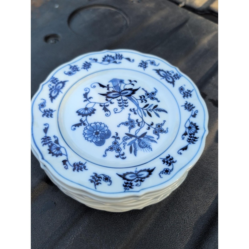 8 Blue Danube Bread Dessert Plates Blue Onion 6 3/4" from 1970's Rectangle stamp